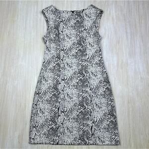 Calvin Klein Snakeskin Snake Print Stretch Sleeveless Midi Knit Sheath Dress 10